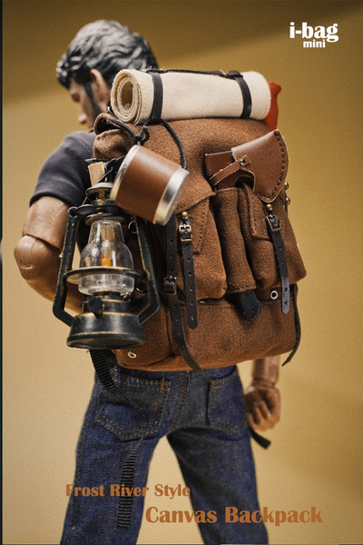 Рюкзак с аксессуарами для кемпинга (для коллекционных фигур 30 см) масштаб 1/6  Frost River Style Canvas Camping backpack (i-b001A) - i-bag