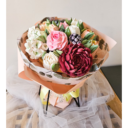 Большой букет цветов из зефира ручной работы