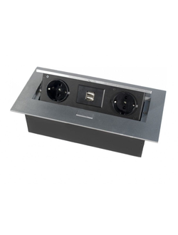 Блок розеток выдвижной горизонтальный/2 EURO+ 2USB/со шнуром питания