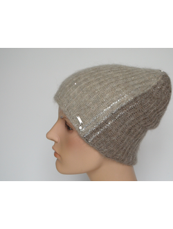 Двухцветная шапка бежево - ореховая Vizio Италия 8021 CY фото