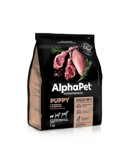 AlphaPet (АльфаПет) Superpremium сухой корм для щенков, беременных и кормящих собак мелких пород с ягненком и индейкой, 7 кг