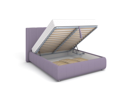 Двуспальная односпальная мягкая кровать Савойя Ривалли (Rivalli), высокое изголовье, металлоскелет, в съемных чехлах с подъемным механизмом