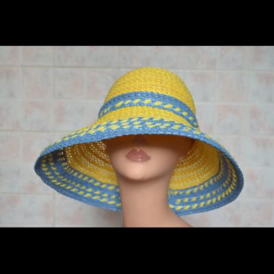 Женская широкополая шляпа Vizio Италия 5710 FF3 желтая с синим
