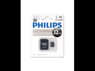 Карта памяти PHILIPS FM32MA45B/97 32GB microSDHC Class 10 (SD адаптер)