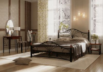 Кровать Фортуна-2 1,6*2,0 черный/ножки черные ш*в*д 1700х1070х2120мм