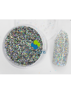 Блёстки Серебро глиттер Holographic Silver Голография 0,4 мм вес 10 г
