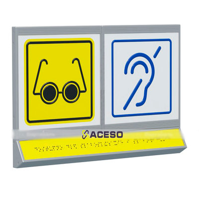 Пиктограмма тактильная, модульная "Доступность объектов для инвалидов по зрению и по слуху", с накло