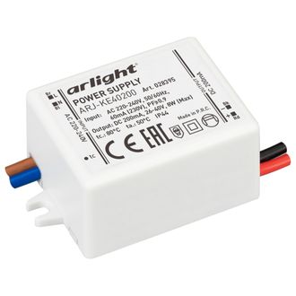 Блок питания Arlight ARJ-KE40200 (8W, 200mA, PFC, IP44 Пластик, 3 лет)