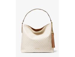 Сумка Michael Kors Shoulder с логотипом бренда бежевая