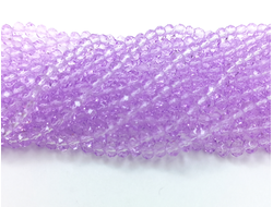 Бусины стеклянные"Рондели" 4х3 мм нить 150 шт цвет лаванда