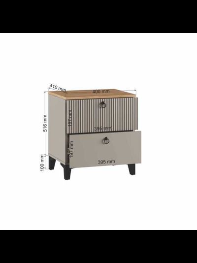 Ника Тумба прикроватная, ПВШ 400*516*410 (мдф бежевый мат-05 / лдсп кашемир + дуб делано)