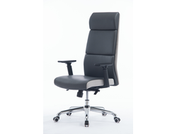 Кресло офисное Лондон темно-серый/светло-серые вставки экокожа