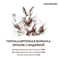 Grandorf (Грандорф): сухой беззерновой корм для собак Кролик с индейкой, 3 кг