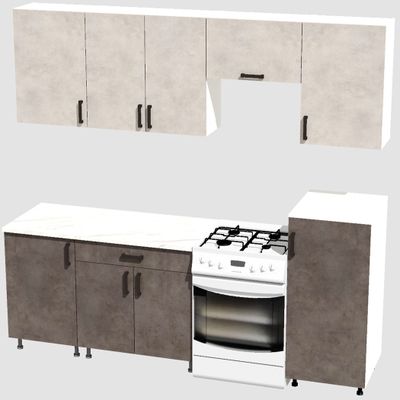 Кухня Эконом 1,8 метра с полуколонкой (1300х500) Цвет: Цемент светлый/Цемент темный