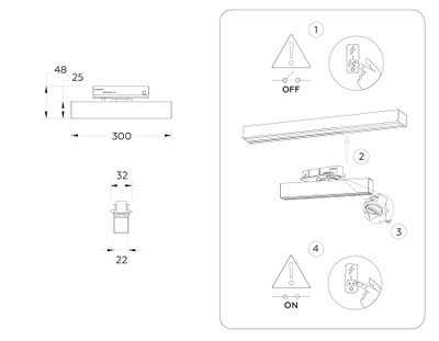 Трековый однофазный светодиодный светильник GL 6767 BK черный LED 12W 4200K 300*22*48