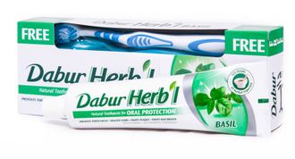 Зубная паста с защитой полости рта Dabur Herb'l Basil, 150 гр