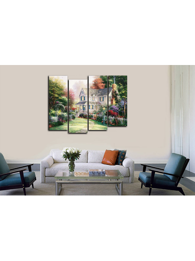 Модульная картина "Домик с чудесным садом"