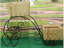 Подставка для цветов с двумя ящиками 34*42*63см   7кг   металл Россия 5198-021128 (ящики входят в комплект)