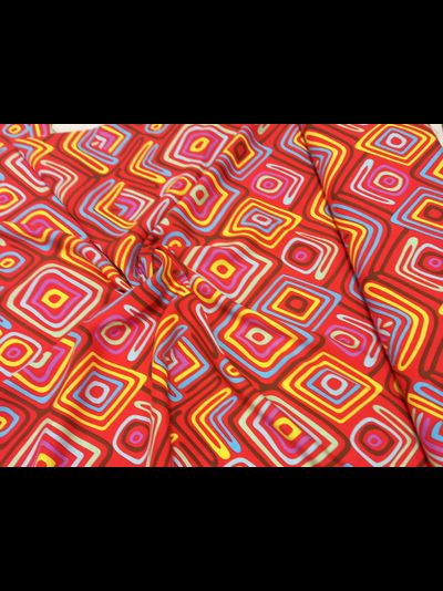 Ткань Штапель цвет красный принт Африканские ромбы