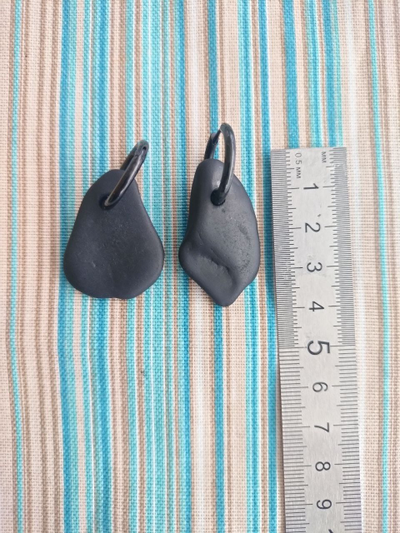 Серьги "Щельга"  (из шунгитовой гальки)