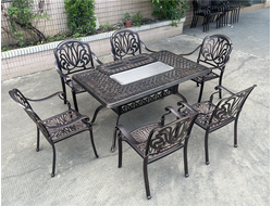 Обеденная группа Teide из литого алюминия с жаровней