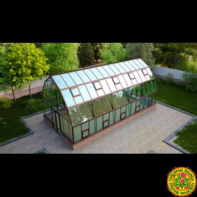 Базовая комплектация теплицы из стекла и алюминия “Леонардо XL” размером 5000 х 10000 мм