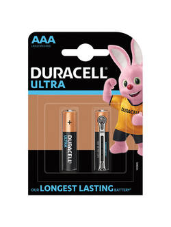 Батарейки КОМПЛЕКТ 2 шт., DURACELL Ultra Power, AAA (LR03, 24А), алкалиновые, мизинчиковые, блистер