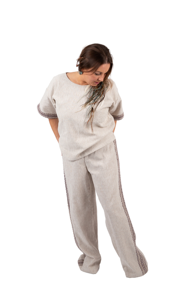 Костюм для дома и практик из льна ручного ткачества