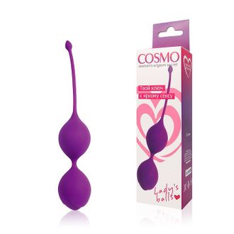 Фиолетовые двойные вагинальные шарики Cosmo с хвостиком для извлечения