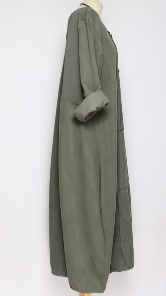 Платье Бохо вельветовое "Сетка трикотажная спинка1" хаки до р.56