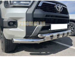 Защита переднего бампера с перемычками d60 Toyota Hilux Black Onyx (2020-)
