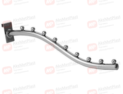 P018 Кронштейн на торговую решетку волнообразный цвет: хром, 9 шариков L=400 мм