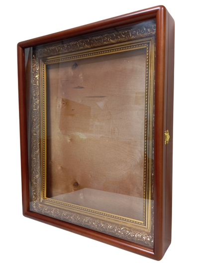 Киот "Антик" деревянный с багетной рамой "под золото" для иконы формата 40х50см