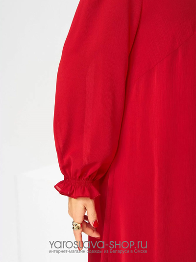 Женское шифоновое платье  в ярко-красном цвете