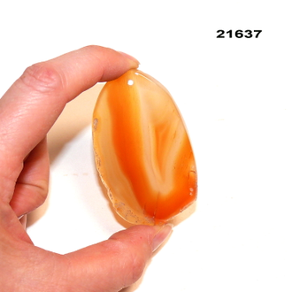 Агат натуральный (срез) арт.21637: бежево-оранжевый с отв. - 26,2г - 62*37*6мм