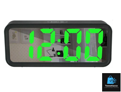 TEWSON DT-6508 Часы настольные электронные с будильником и термометром, зеленая подсветка