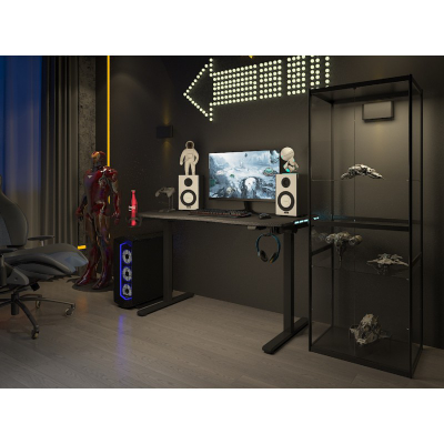 Компьютерный стол FoxGear FG-IE-47B с электроприводом и RGB-подсветкой 120 см черный