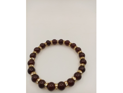 Браслет янтарь шары со стразами.