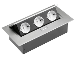Удлинитель для офиса ПРЯМОУГОЛЬНЫЙ (3 розетки) алюминевый AE-PB03GS-53  без провода GTV *