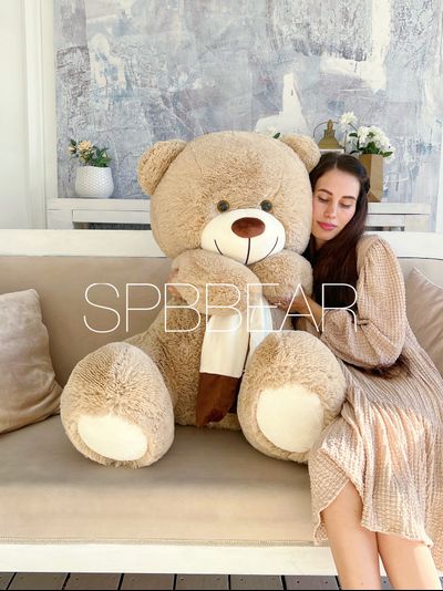 Большой плюшевый медведь 140 см кремовый Барни