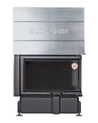Каминная топка Дельта 800 RB два стекла правая принтинг черный шамот, Экокамин (Россия)