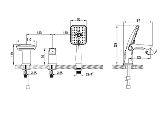 Смеситель на борт ванны Unit LM4545C