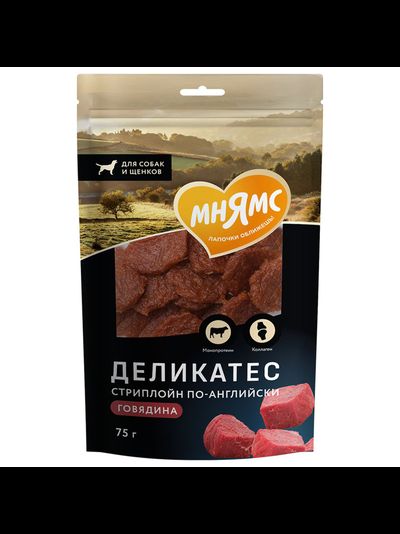 Лакомство Мнямс для собак "Стриплойн по-английски", 75 гр