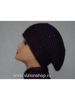 женский вязаный берет цвета фуксия Италия Vizio фото итальянских шарфов и беретов