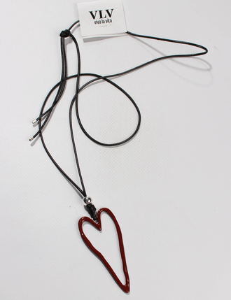 Подвеска "Сердце мятое" красное