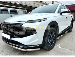 Пороги труба с проступью Папа Тюнинг d76 для HAVAL F7 2024-