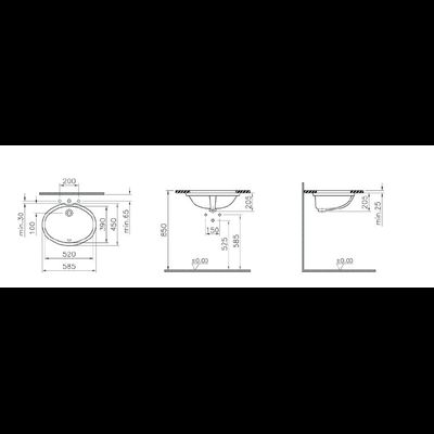 Раковина встраиваемая снизу VitrA Arkitekt, белая, 52 см, 6069B003-0012