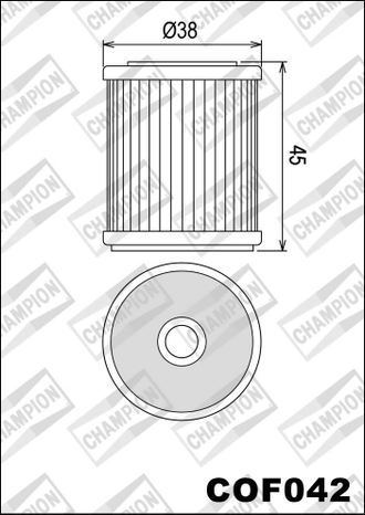 Масляный фильтр Champion COF042 (Аналог: HF142) для TM Racing (F66508) // Yamaha	(1UY-13440-01, 1UY-13440-02)