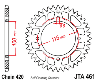 Звезда ведомая алюминиевая JT JTA461.50 (JTA461-50) (A461-50) для Kawasaki Off Road