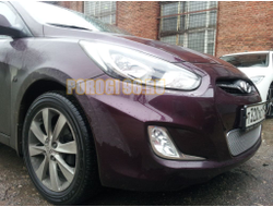 Защита радиатора Hyundai Solaris 2011-2014 chrome PREMIUM